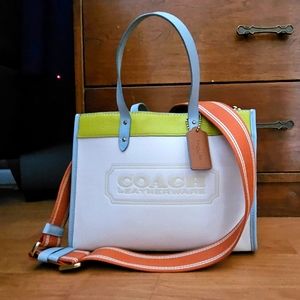 Coach Field Tote 30: colorblock w/ Coach badge